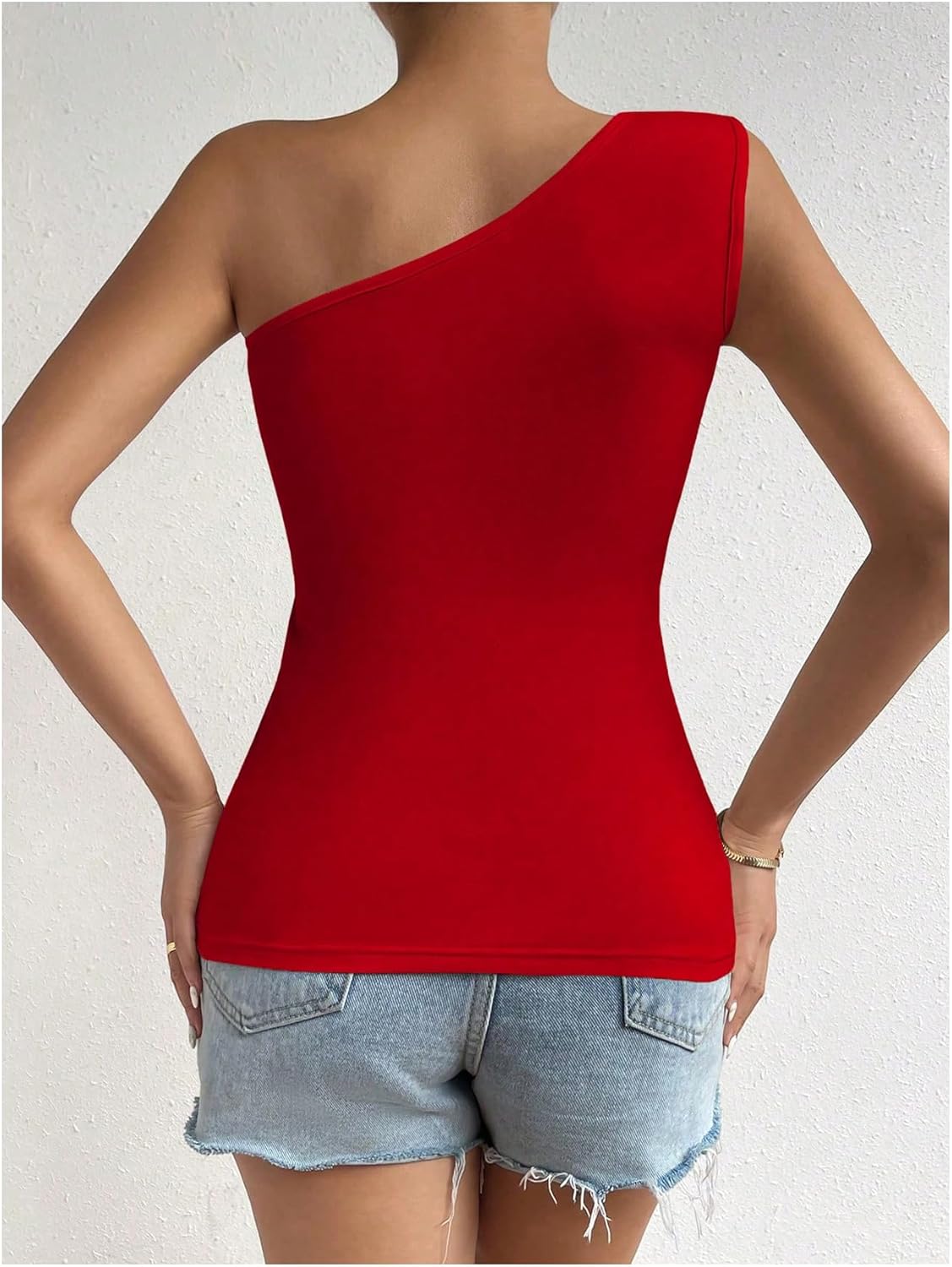 Verdusa Women's Ruched One Shoulder Tops Sleeveless Fitted Going Out Tops - Image 3
