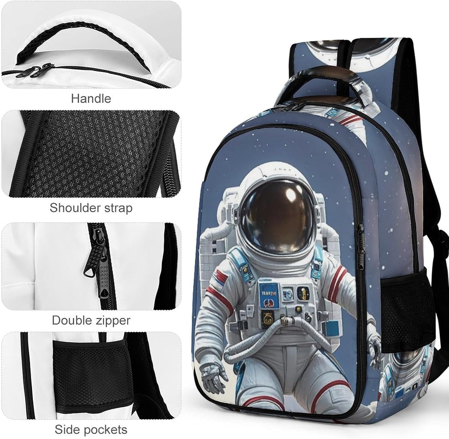 Funny Astronaut Dinosaur Rocket Large Laptop Backpack, Waterproof Daypack image 4