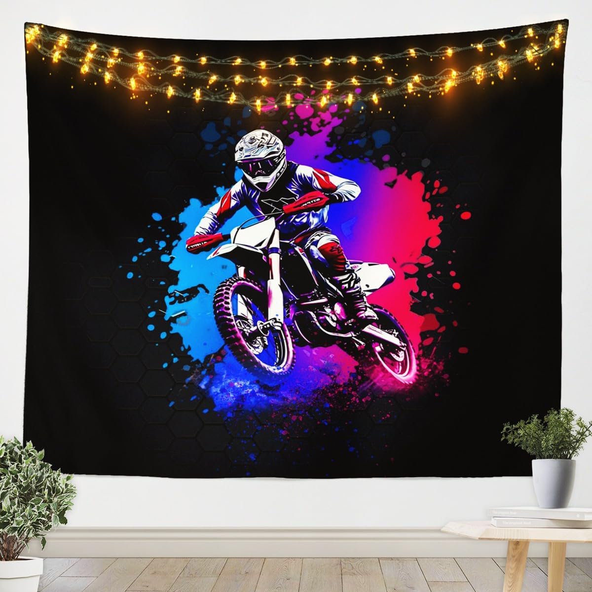 Feelyou Dirt Bike Wall Hanging For Kids Boys Girls Large 59"x82" Extreme Sports Tapestry Teen Adult Ultra Soft Motorcycle Racer Wall Blanket Racing Motocross Rider Wall Art Room Decor Motorbike image 4