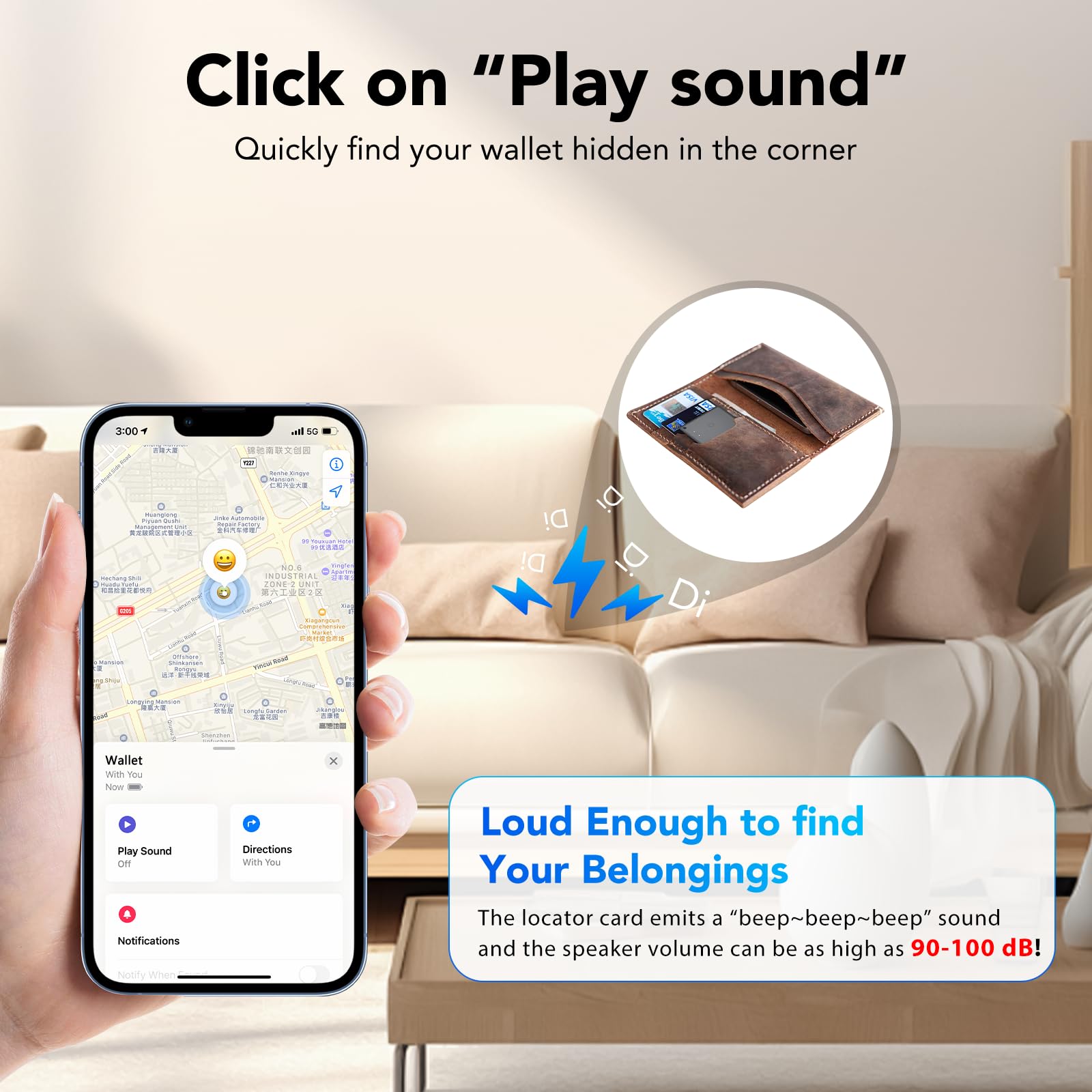 CASCHO Wallet Tracker Karte 2er Pack Ultradünn, Air Smart Tag Geldbörsenfinder Card Kompatibel mit Apple Wo ist? App (nur iOS), Wasserdicht Item Finder für Koffer/Geldbörsen/Schlüssel, Schwarz