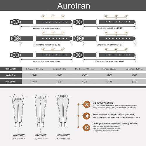 Miniatura 9 de Aurolran Cinturón de cuero con hebilla de metal de moda para mujer con vestido de jeans