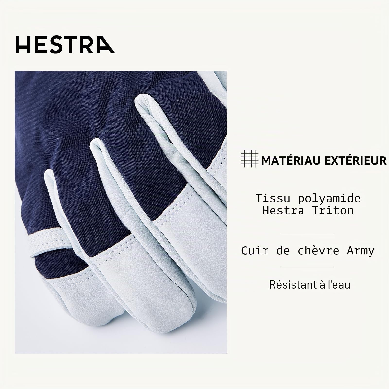 Hestra Gants Heli Ski 5-Finger Femme/Homme - avec doigts doublure, Fermeture Fermeture scratch, Fermeture scratch automne-hiver Hiver