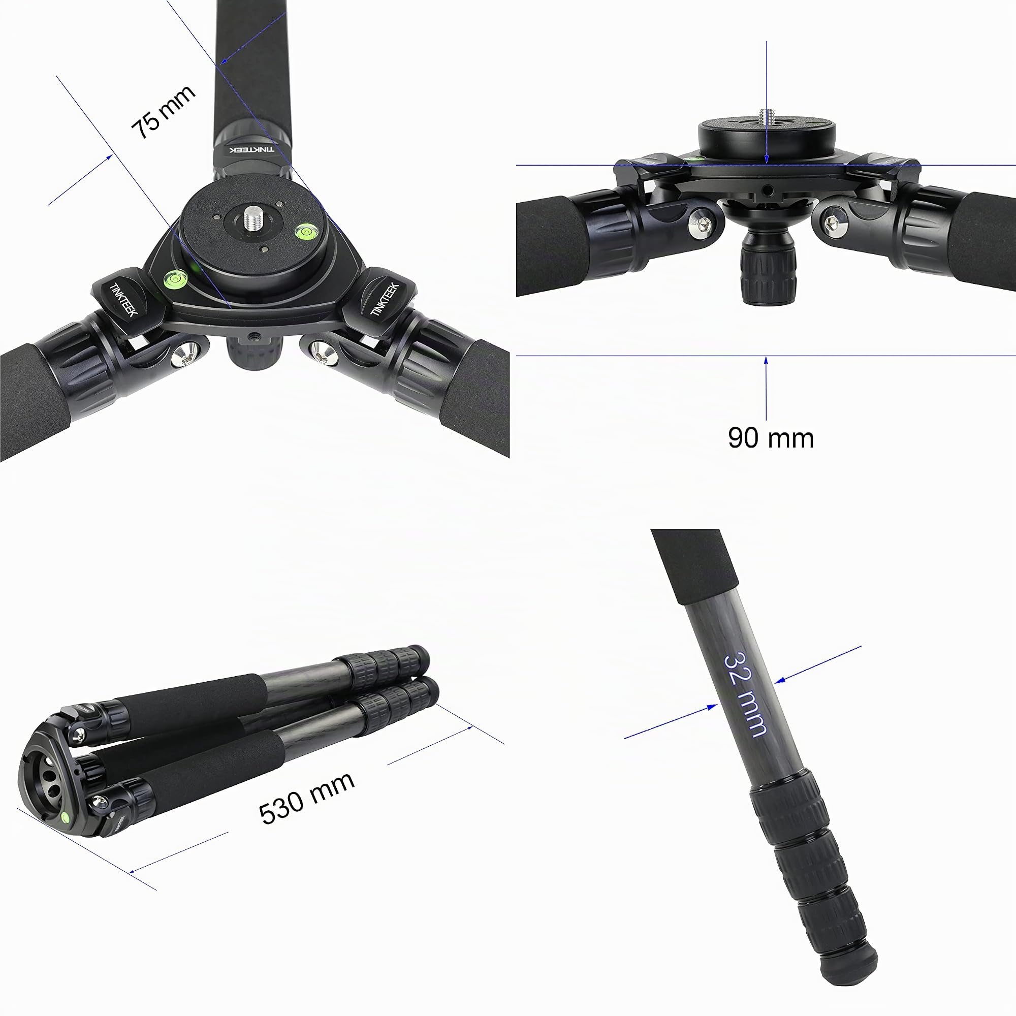 Rotor Carbon Stativ mit 75mm Bowl Adapter Zwei Griffe 145CM Systematisch Videostativ Max Belastung 20KG Schüssel Stativ 4 Segmenten Keine Mittelsäule