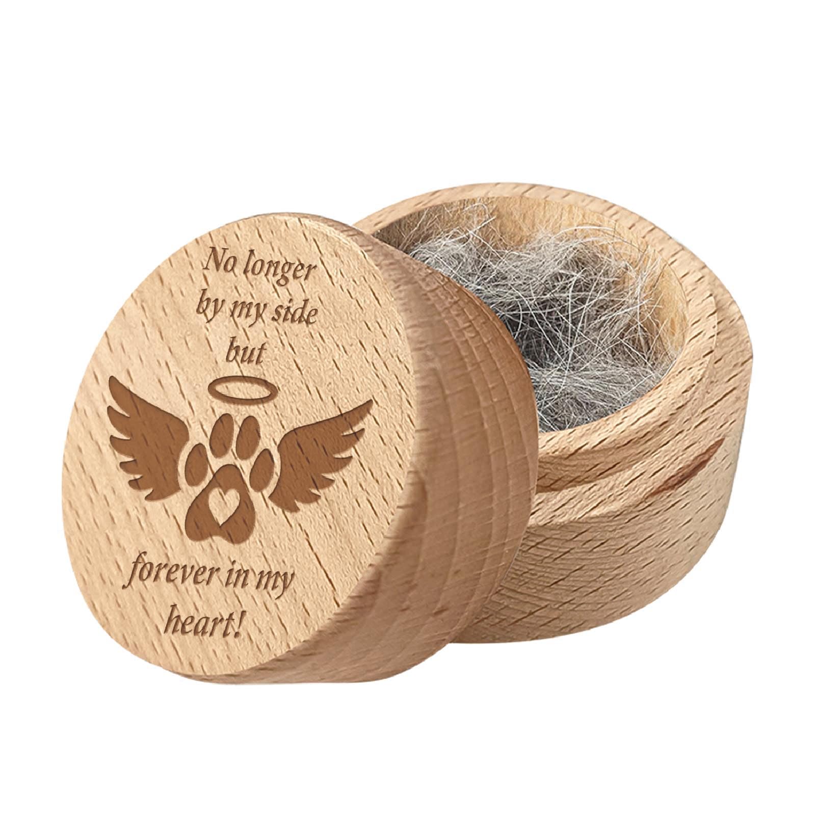 CREATCABIN Wing Paw Print Round Wood Mini Pet Urn for Dog Cat Ashes Pet Hair Keepsake Box Case Acacia Wood Decorative Urns Funeral Cremation Urn Memorial Box Gift for Sympathy Remembrance 2x1.6Inch โ image 1