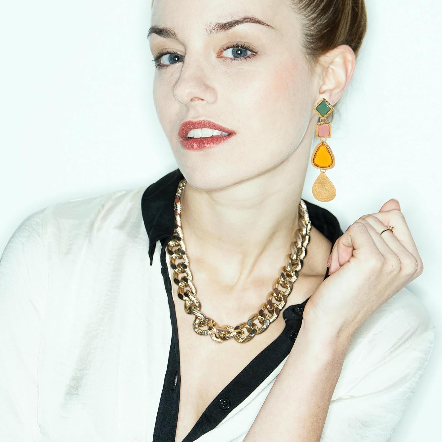 Acrylic Water Drop Earrings for Women Vintage Layers Colorful Gemstone Earrings Statement Irregular Geometry Resin Long Drop Earrings Boho Classics Fashion Jewellery - Image 3