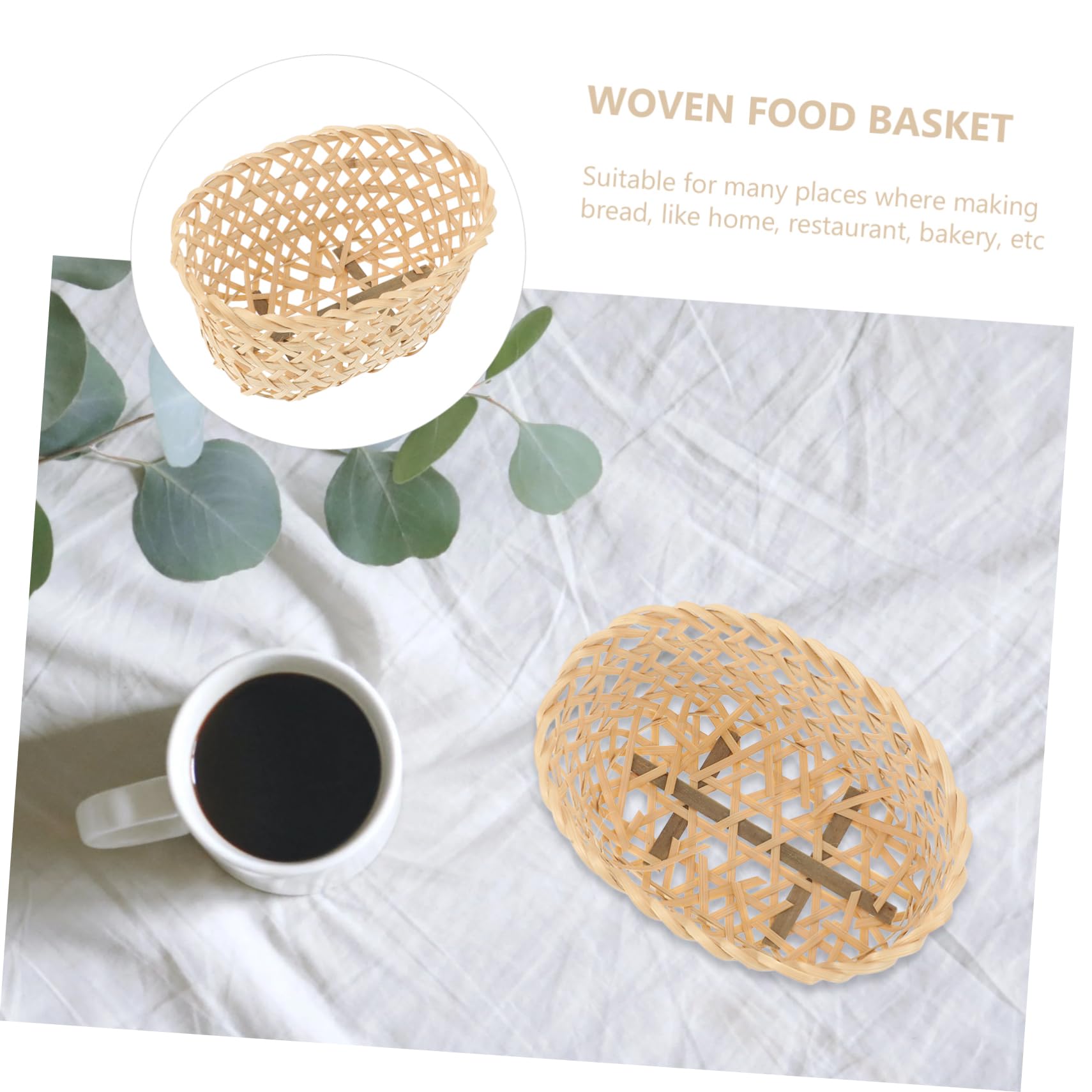 Garneck Elegant Bamboo Snack Baskets 2-piece Set Fruit Holder Woven Storage Baskets for Kitchen Home