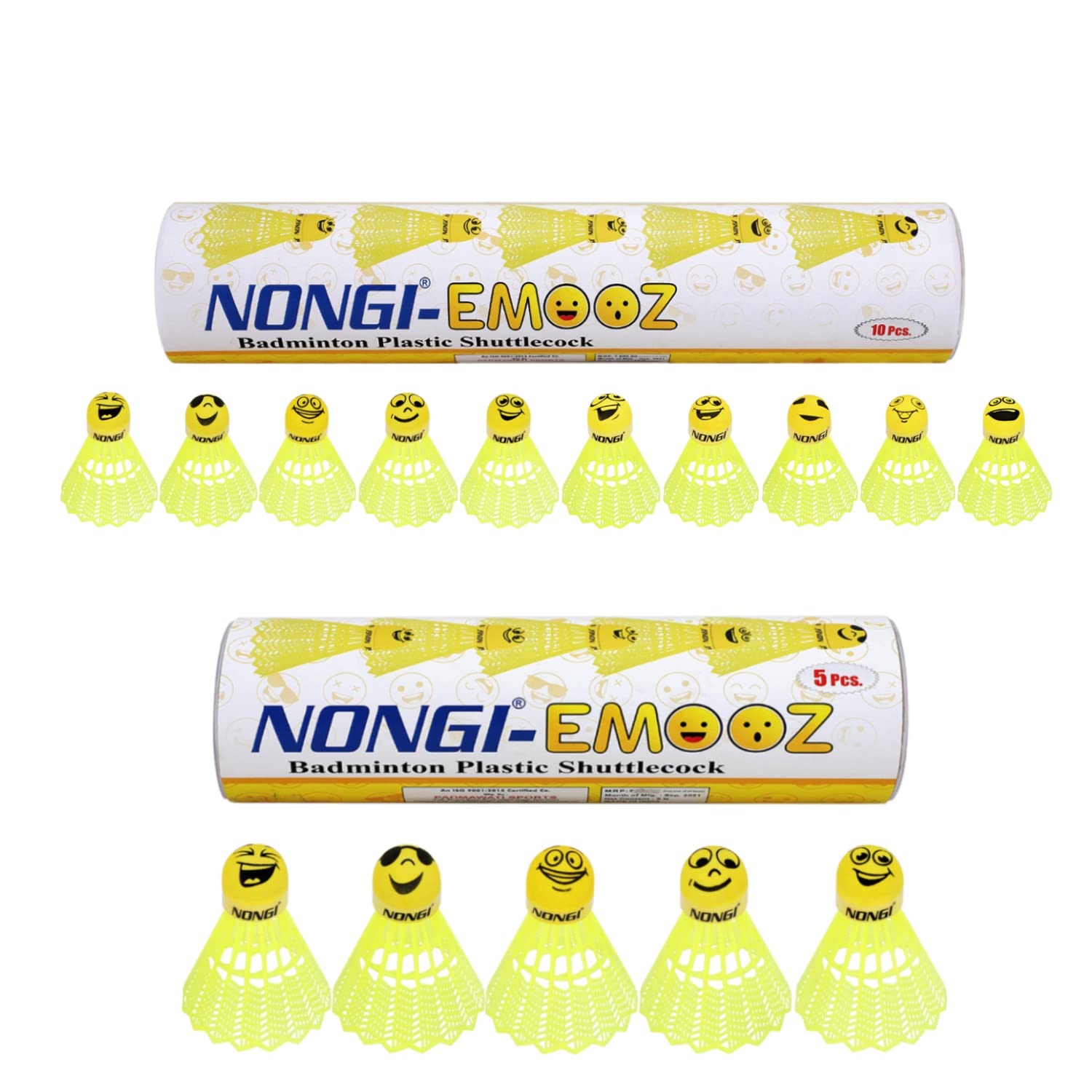 NONGI Emoz Plastic Badminton Shuttlecocks with Yellow Printed Cork for High Visibility Ideal for Indoor and Outdoor Badminton, Fitness, and Recreational Activities Medium Speed Pack of 15 Shuttles (B0BXTBCVNZ) Amazon Price History, Amazon Price Tracker