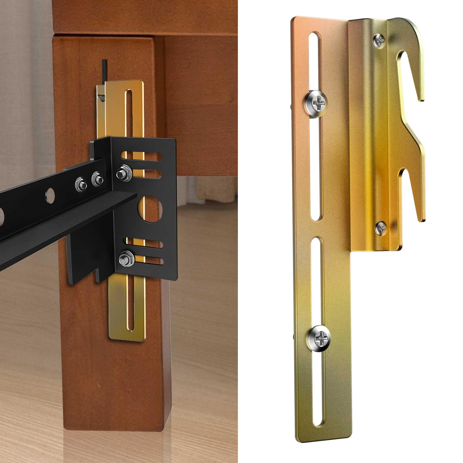 YIDAHOOG 4-Piece Bed Frame Bracket Adapter, #711 Bed Frame Bolt to headboard or Footboard Hook Conversion Bracket, Compatible with Extra Heavy Duty headboard, Hook Bed Rail Brackets