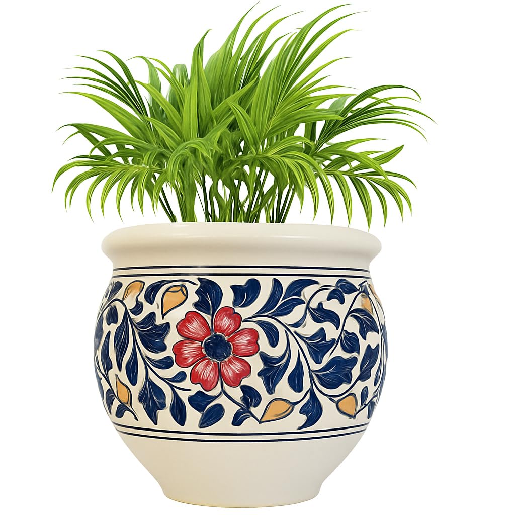 Niyara Blue Handpainted Ceramic Planters - Large -10