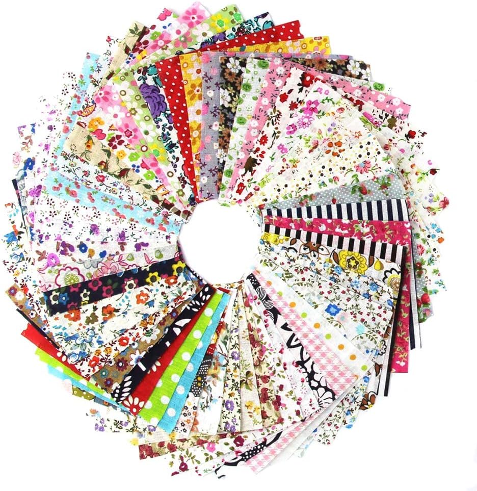 100 PCS Pre-Cut Quilt Squares,Cotton Craft Fabric Bundle Squares Patchwork Lint Different Designs 4 x 4 inches for DIY Sewing Quilting Scrapbooking