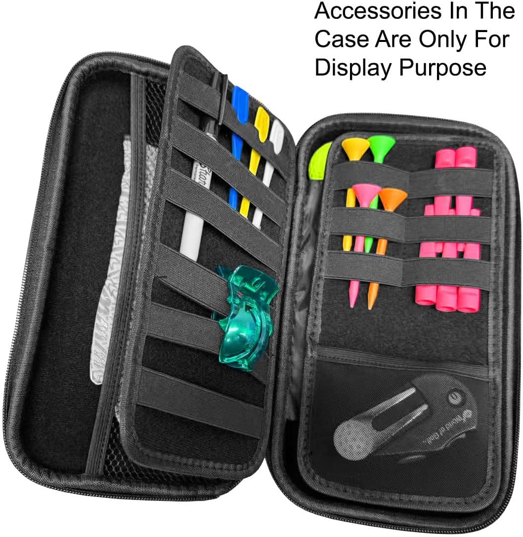 Golf Accessories Storage Case | Lightweight & Practical Golf Storage Organizer with Carabiner | Large Storage Space for Tees, Gloves, & Ball Caps Perfect Golf Gifts | Black