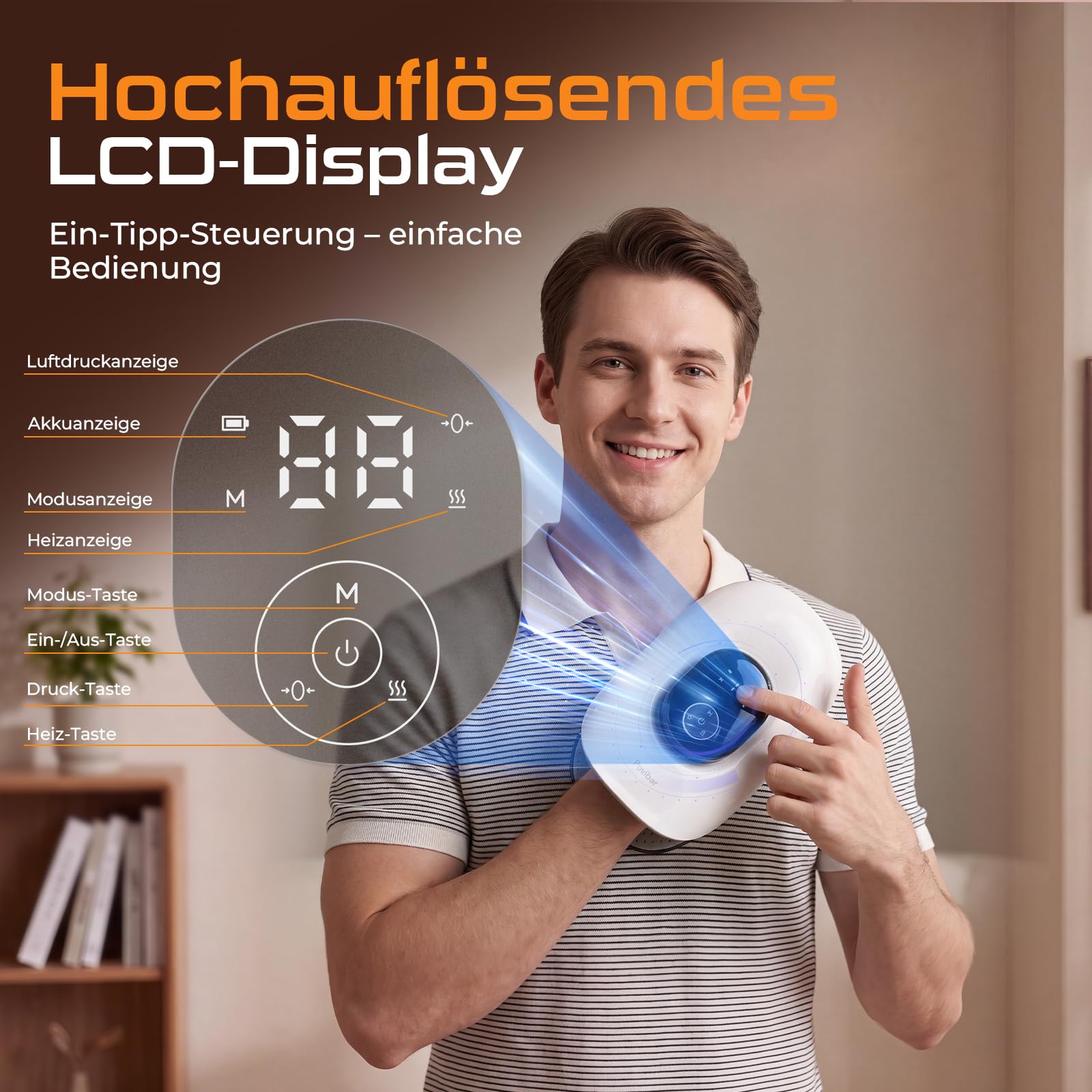 Intelligenter Handmassagegerät mit Kompression & Wärme, 2 in 1 Elektrischer Handmassager & Fingerdehner, 5 Intensitätsstufen, 3 Heizstufen, 4 Modi für Arthritis/Mausarm/Karpaltunnel