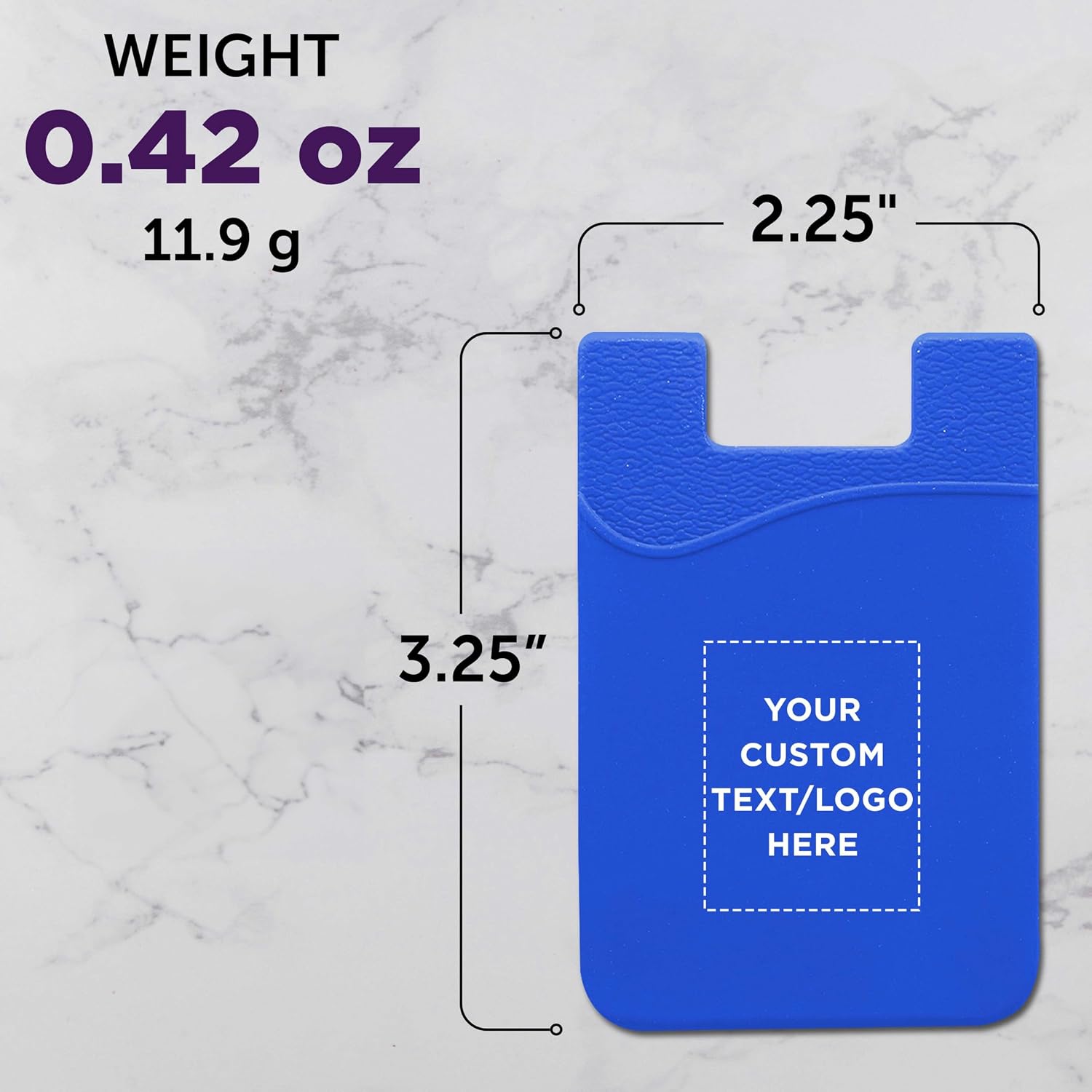 DISCOUNT PROMOS 10/50/100 Maya Basic Silicone Phone Wallets Set - Customizable Text, Logo - Strong Adhesive, Standard Size, Card Holder - Blue