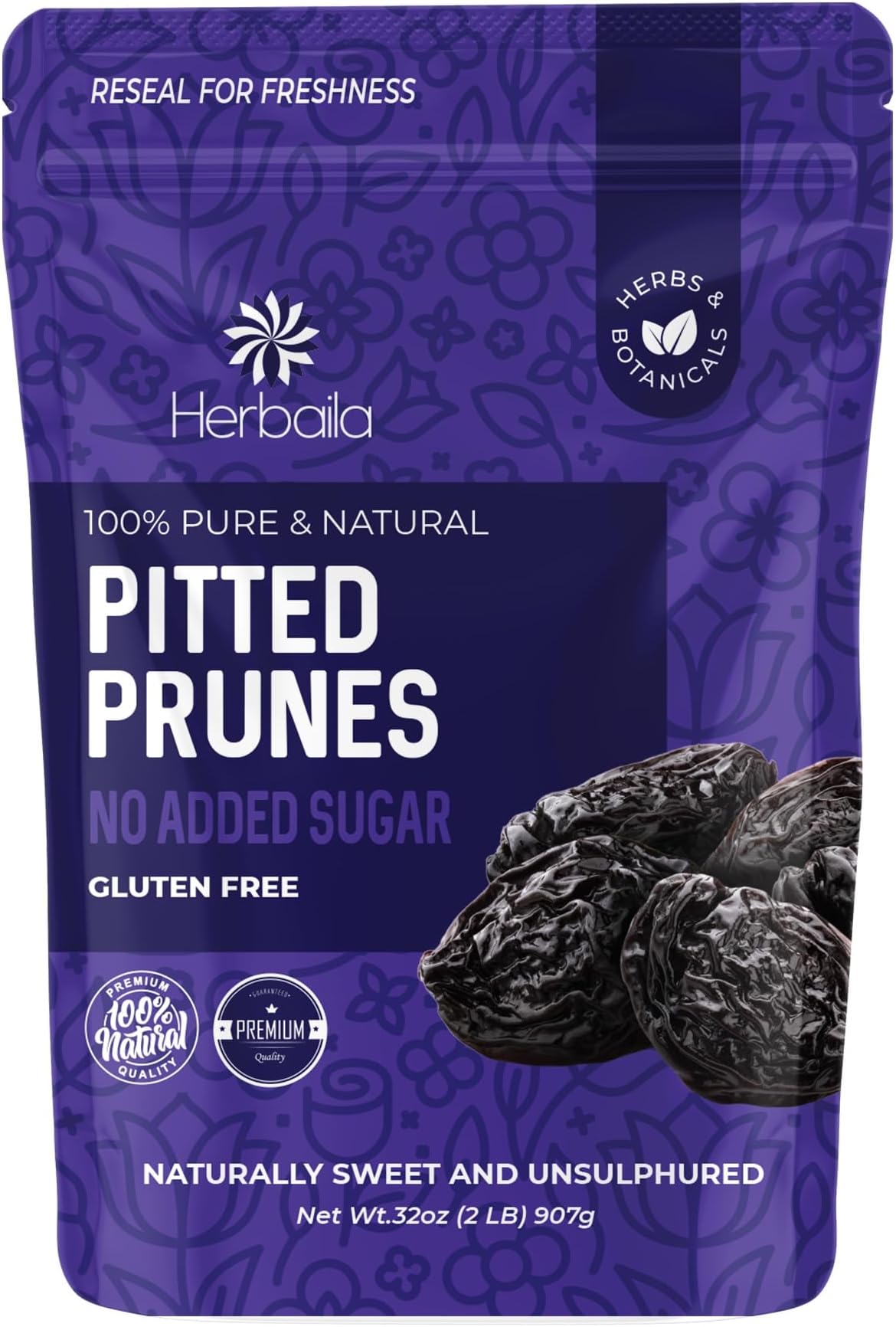 Prunes Pitted Unsweetened 2LBS, Dried Prunes for Constipation, Dried Plums Pitted Prunes, Naturally Sweet and Unsulphured, Dried Plums No Sugar Added, Dried Prunes Pitted Unsweetened 32oz