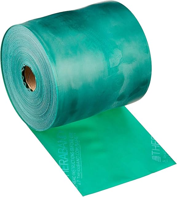 THERABAND Latex-Free Resistance Band for Pilates, Home Gym, Rehab, Professional Physical Therapy & Fitness Equipment 5.5 Metre, Green, Heavy