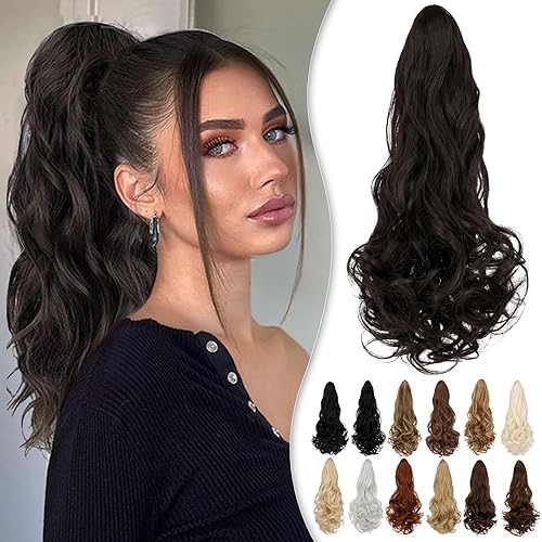 Extensión de cola de caballo de 18  garra ondulada rizada con clip en cola de caballo Extensión de cola de caballo de aspecto natural Extensiones de