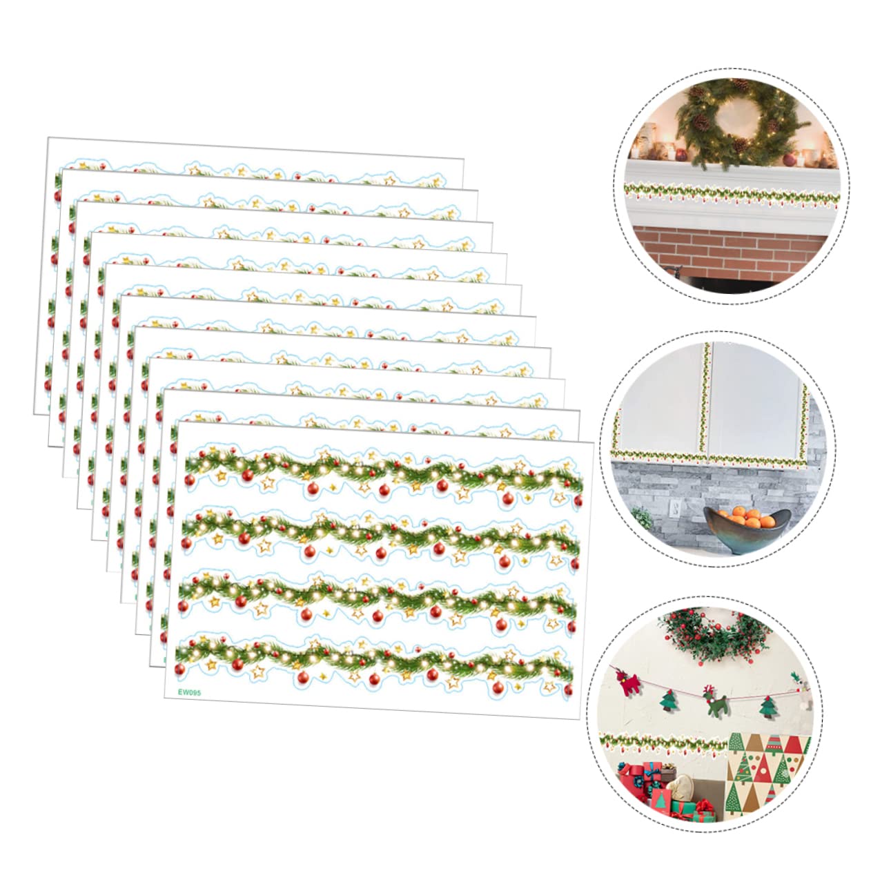 DOITOOL 5 Juegos Pegatinas De Pared Con Forma De Cintura De Flores Tiras De Luces Navideñas Decoraciones Guirnaldas Iluminadas Pegatinas Para Borde De Armario Remolinos 10 hojas * 5