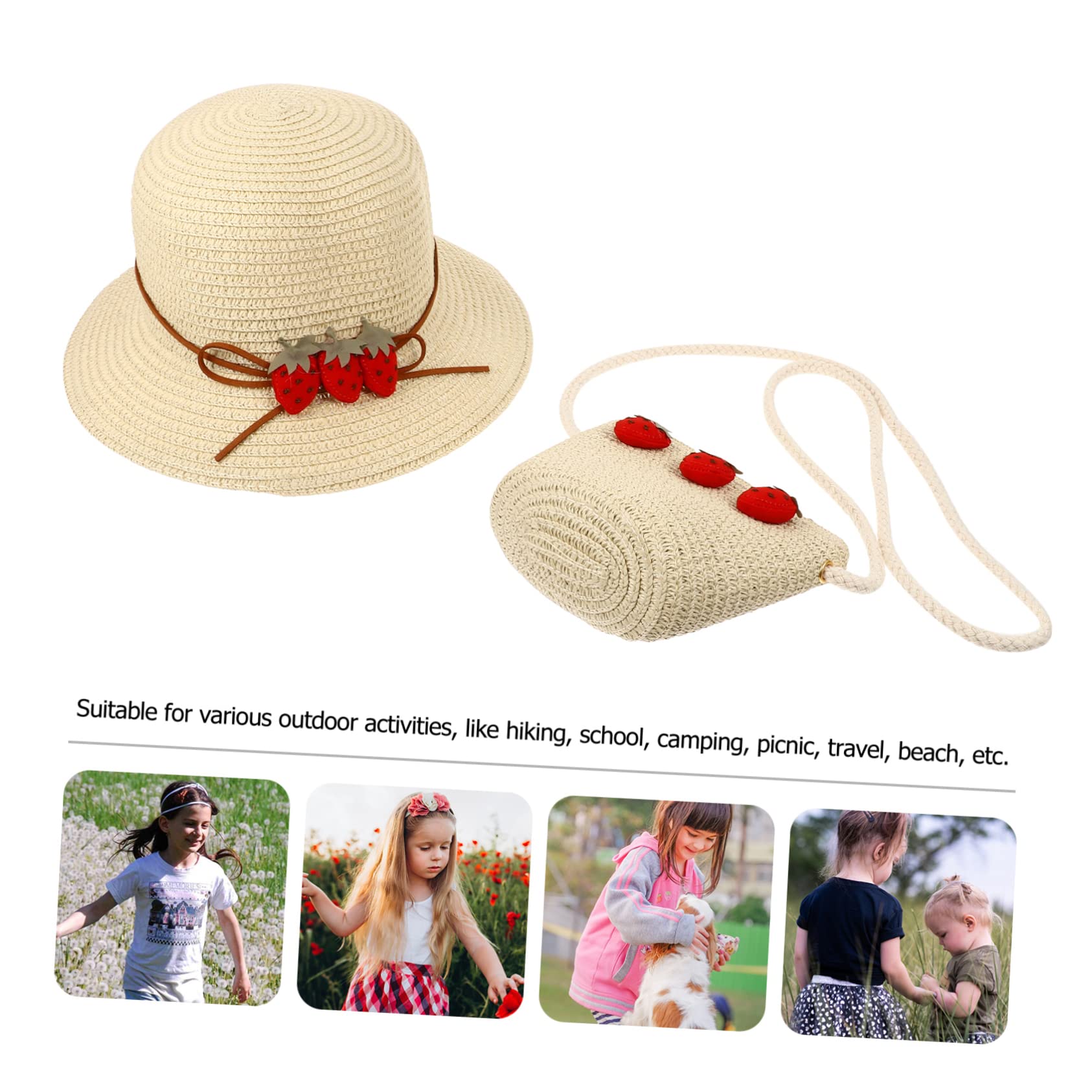 FOMIYES Sombrero de Sol Niñas Tejida de Protección UV y Conjunto