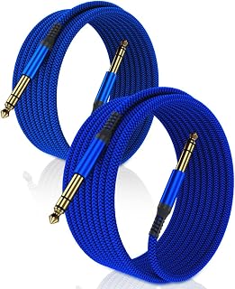 Elebase 1/4 Inch TRS Instrument Cable 10ft 2-Pack,Straight 6.35mm Male Jack Stereo Audio Interconnect Cord,6.35 mm Balanced Line for Electric Guitar,Bass,Keyboard,Mixer,Amplifier,Amp,Speaker,Equalizer