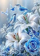 MAXBYE 5D Birds Diamond Painting Art Kits Adults, DlY Flowers with Snow Round Full Drill Diamond Art Kits Gem Cross Stitch Easy Kits for Beginner Crystal Art Crafts Home Wall Decor 12x16 Inch
