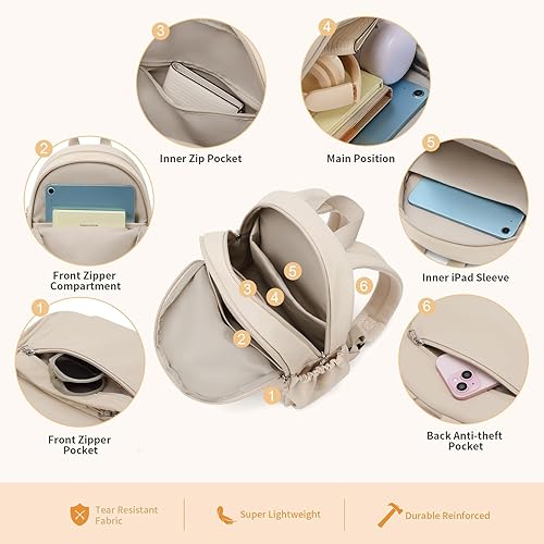 Miniatura 2 de GOLF SUPAGS Mini mochila de nailon ligero de 10 L para mujer, mochila de ciudad pequeña, mochila versátil para mujeres para compras y viajes,