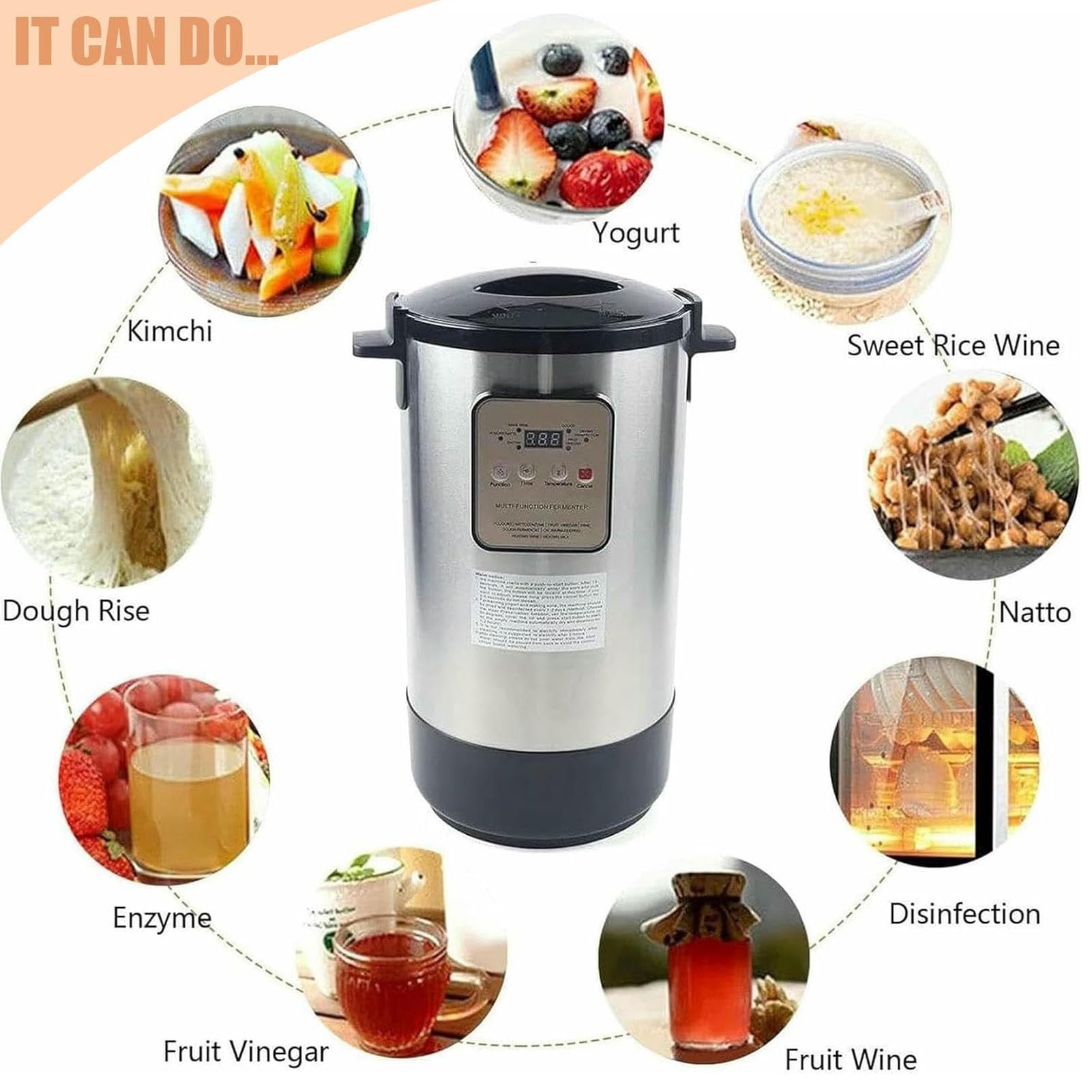 Fermentatore For Yogurt 12L/18L,Protezione In Caso Interruzione Corrente