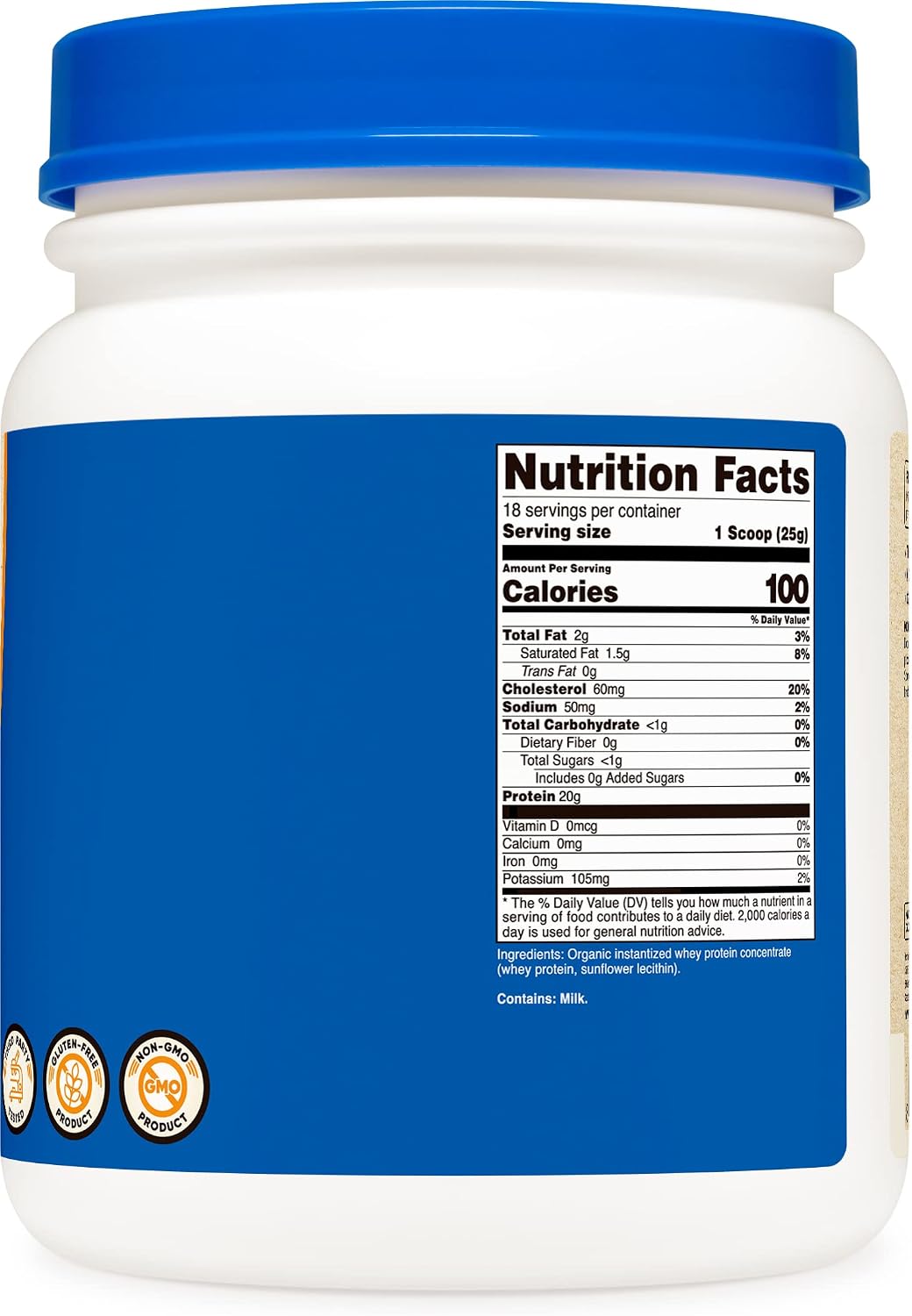 Nutricost Organic Whey Protein Powder (Unflavored) 1 LB - Non-GMO