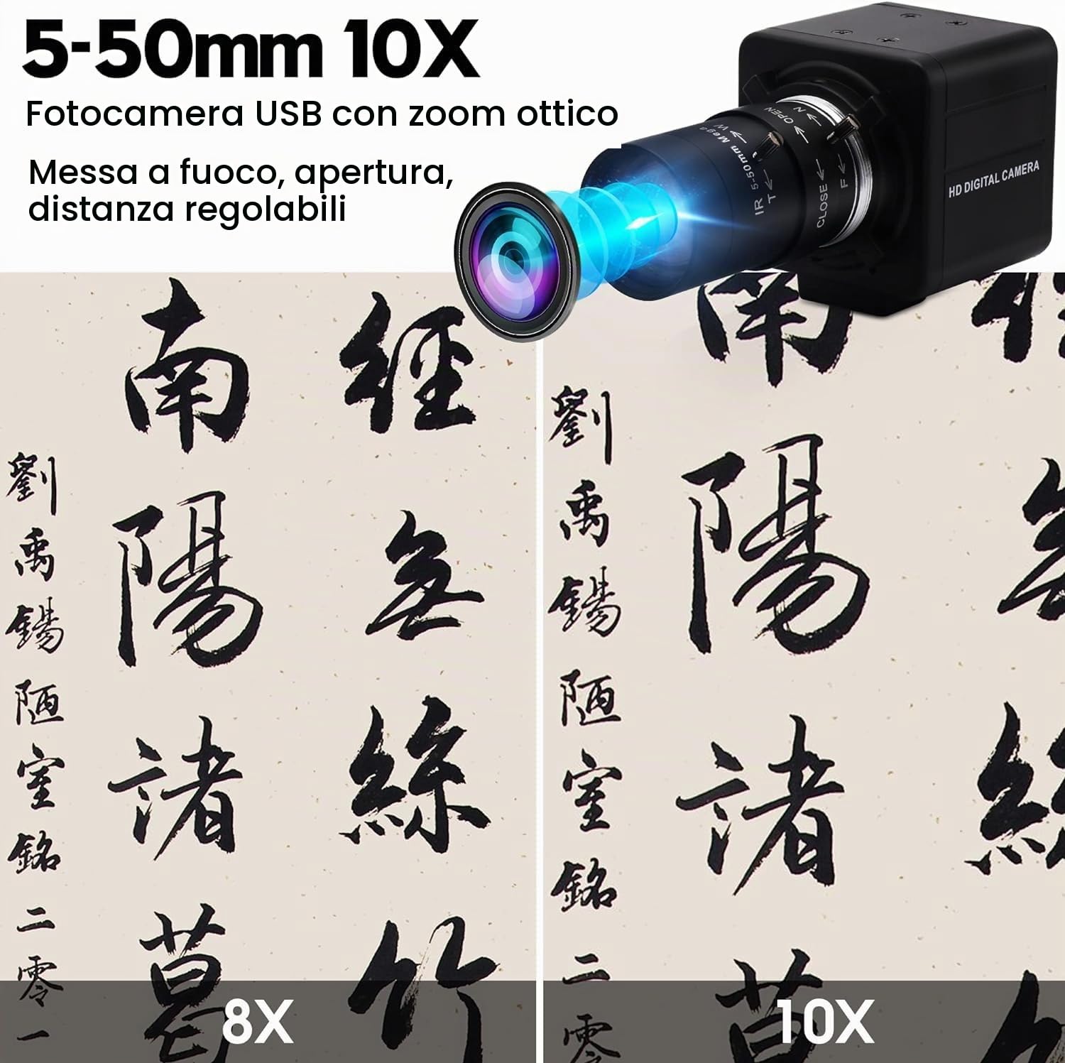Svpro Telecamera USB 1080P 60 pfs telecamera ad alta velocità 720P 120fps/360P 260ps fotocamera PC con obiettivo manuale da 5-50 mm, zoom ottico 10X fotocamera di primo piano UVC per videoconferenze