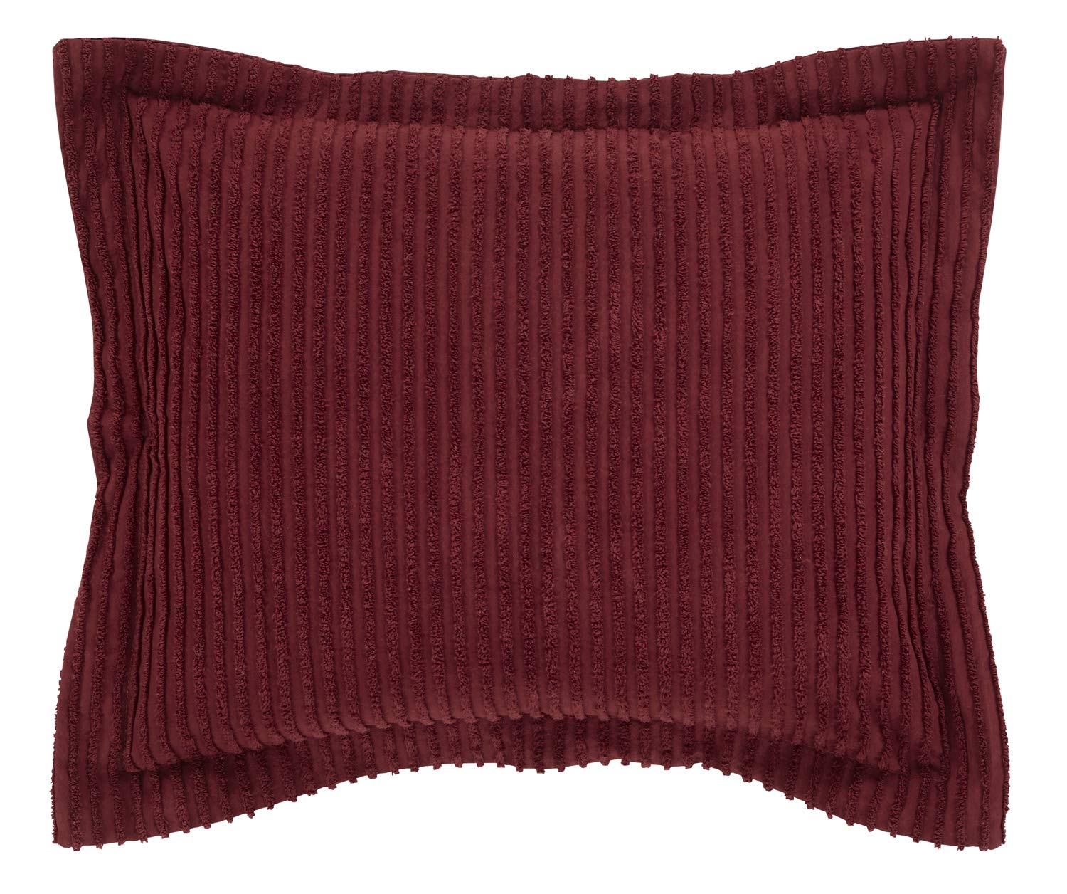 Better Trends Jullian Collection is Super Soft and Light Weight in Bold Stripes Design 100% Cotton Tufted Unique Luxurious Machine Washable Tumble Dry, Standard Sham, Burgundy