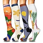 4 Pairs Compression Socks for Women Circulation-Best Support for Nurses,Running,Athletic,Travel L-XL