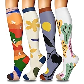 4 Pairs Compression Socks for Women Circulation-Best Support for Nurses,Running,Athletic,Travel L-XL