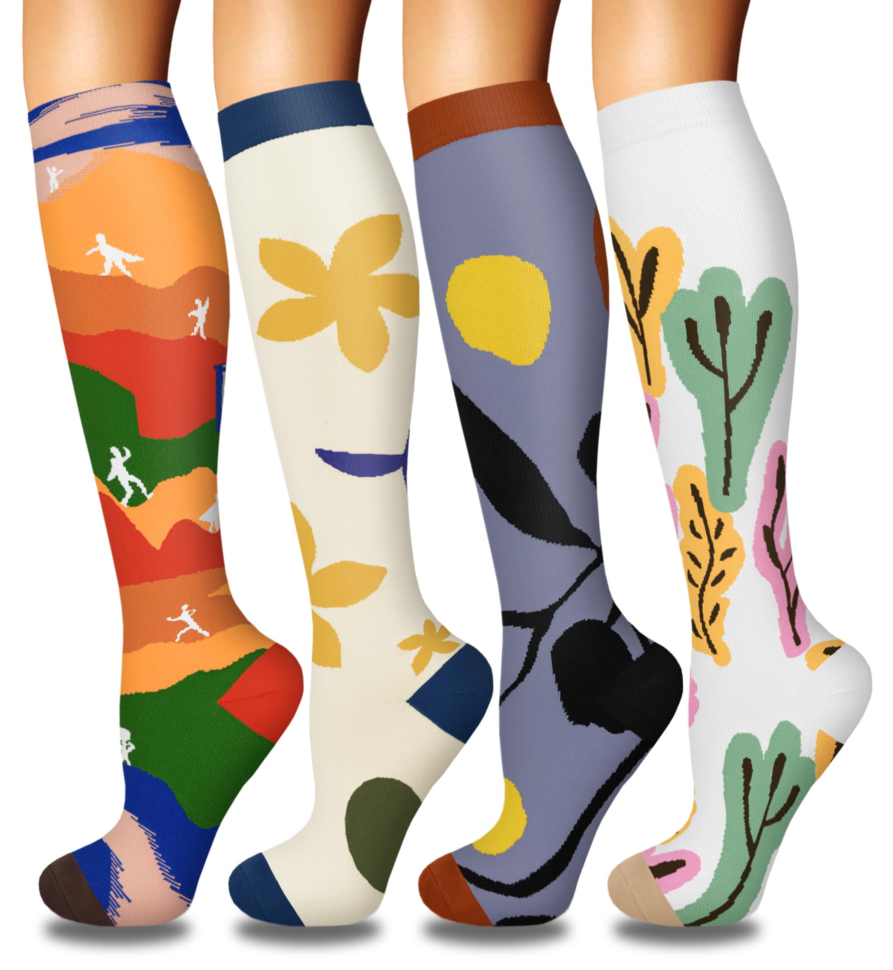 4 Pairs Compression Socks for Women Circulation-Best Support for Nurses,Running,Athletic,Travel