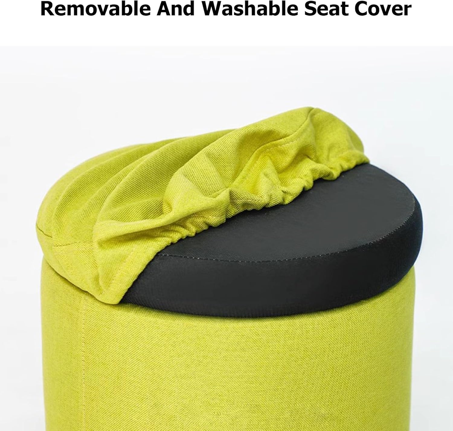 Round Storage Ottoman Foot Stool, Vanity Stool Round Footstool with Soft Cushion for Living Room Couch Bedroom Entryway(B)