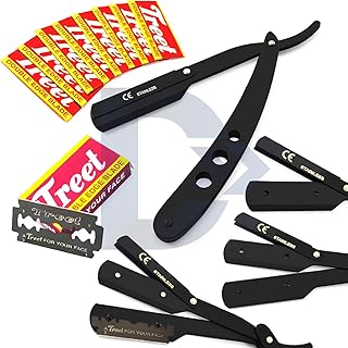 Professional 3 Hole Style Handle Barber Wet Shaving Razor Men Shavette Straight Folding Knife With FREE Blades