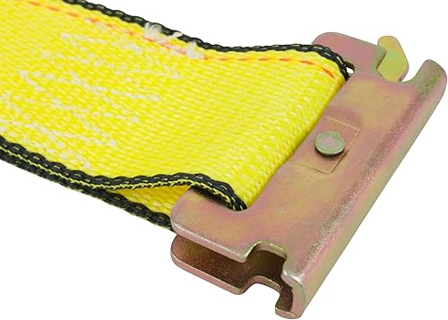 Miniatura 6 de Mytee Products Correas de hebilla de leva E Track de 2 pulgadas x 12 pies con resorte E-Fittings, 2500 libras - Correas amarillas resistentes para