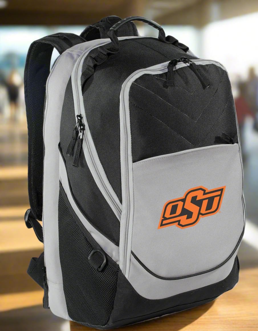 Broad Bay Oklahoma State University Backpack OSU Cowboys Laptop Computer Bag (Black & Gray)