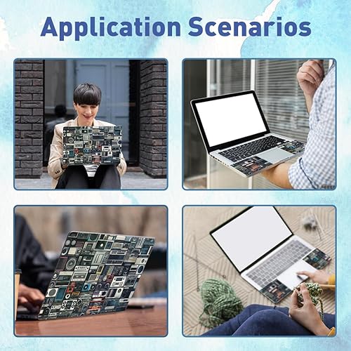 Miniatura 6 de PLIGREAT Calcomanías de vinilo reutilizables para portátil de radio vintage, calcomanías de vinilo para PC, portátiles, cubierta de teclado,