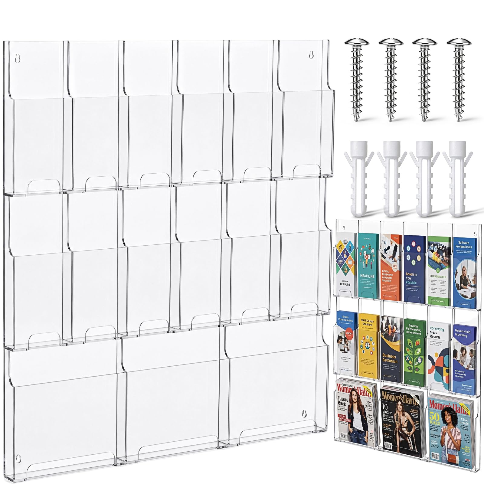 Organiseur mural de littérature en acrylique pour stopper le désordre des prospectus
