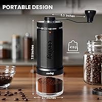 Vista 6 de World's First 60g Large Capacity Manual Coffee Grinder, Portable Hand Coffee Bean Mill with 40 Adjustable Settings, Stainless steel Burr Grinder for