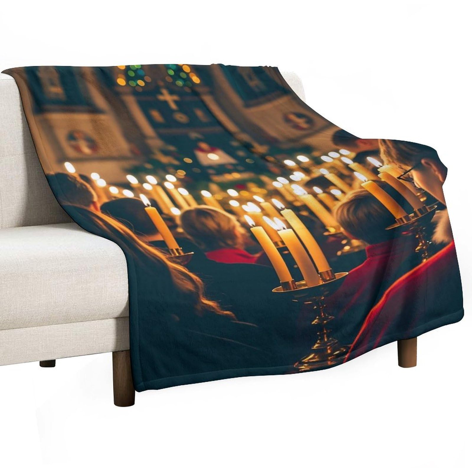 Couverture flanelle imprimée Noël grand plaid lit et canapé toutes saisons