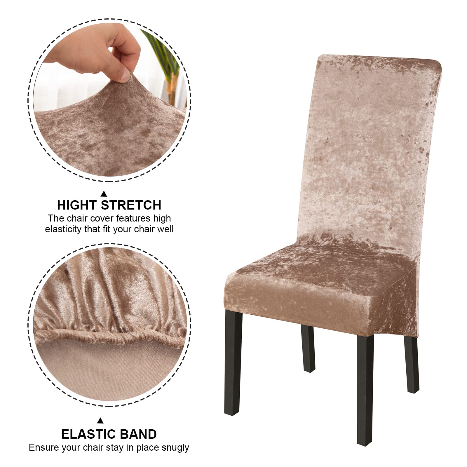 Jaotto Stuhlhussen 6er Set Samt Schwarz - Stretch Bezüge Waschbar Für Esszimmer & Büro