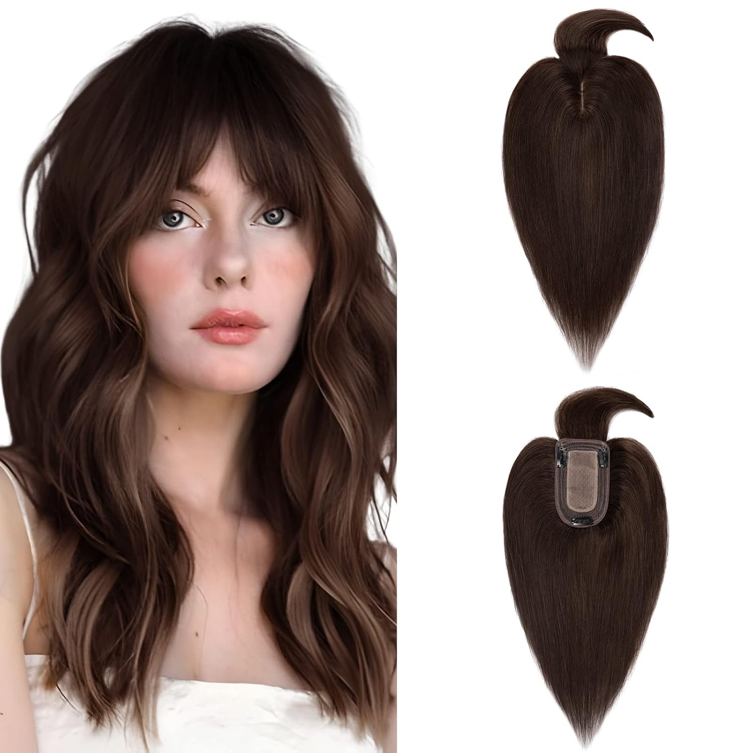 TESSHAIR Hair Toppers for Women Real Human Hair, 150