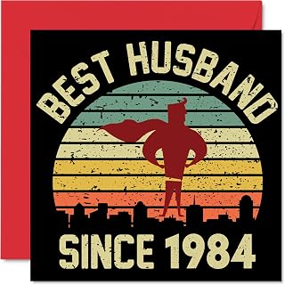 41st Anniversary Card for Husband from Wife - Best Husband Since 1984 - I Love You Gifts, Happy 41st Wedding Anniversary Cards for Partner, 5.7 x 5.7 Inch Greeting Cards for Forty-First Anniversaries