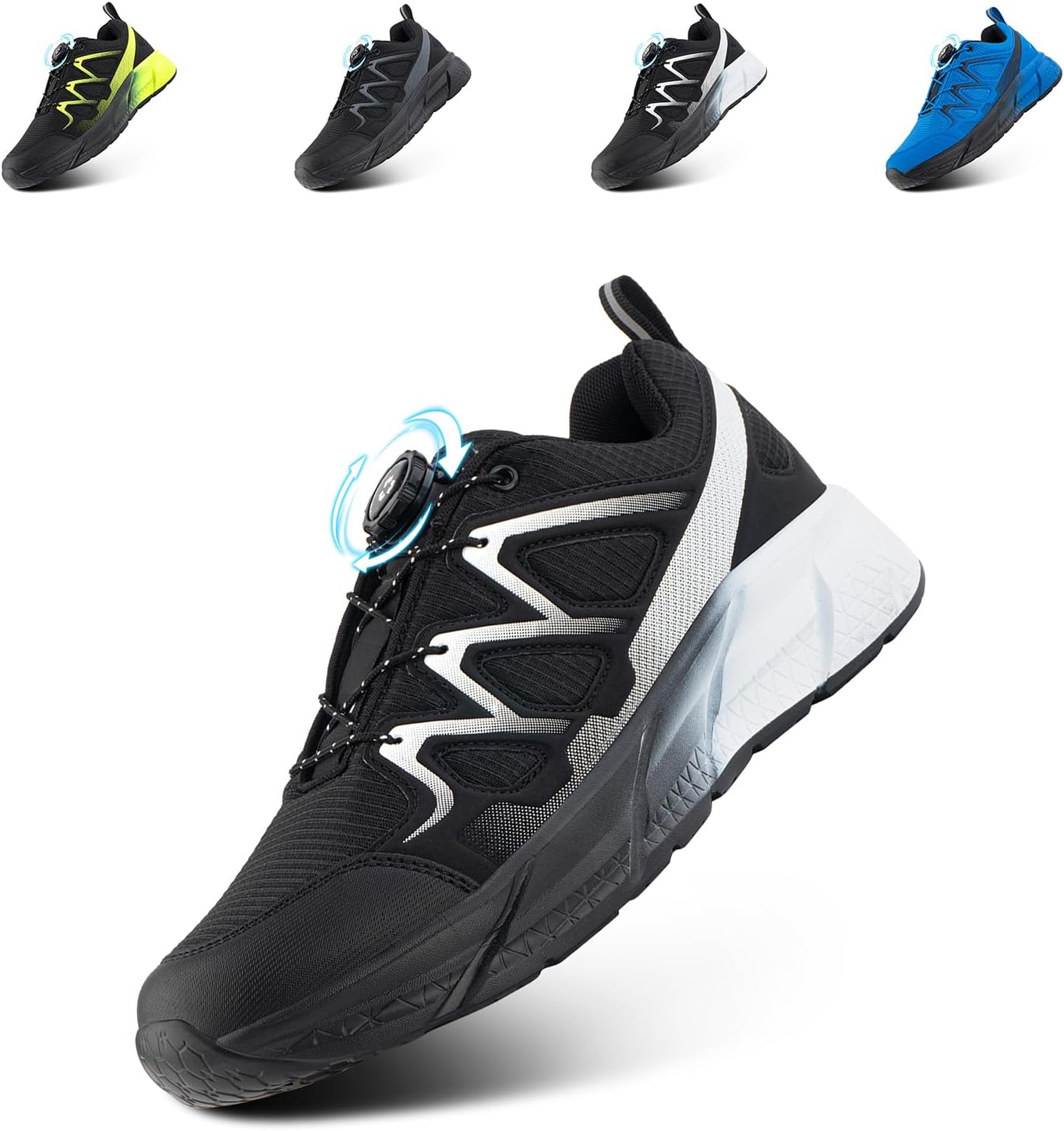 Hitmars Men's Running Shoes, Women's Running Shoes, Trekking, Trainers, Trail Sports, Fitness, Running, Running Shoes, Walking Shoes, Black, EU 37-47