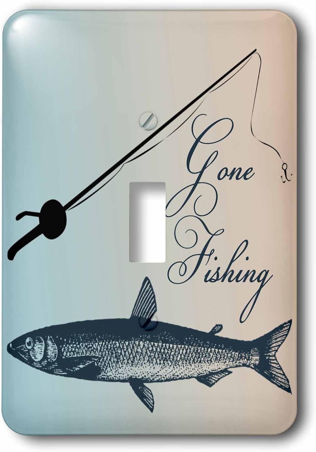 3dRose LLC lsp_99326_1 Gone Fishing Fish with Pole- Beach Theme Art Single Toggle Switch