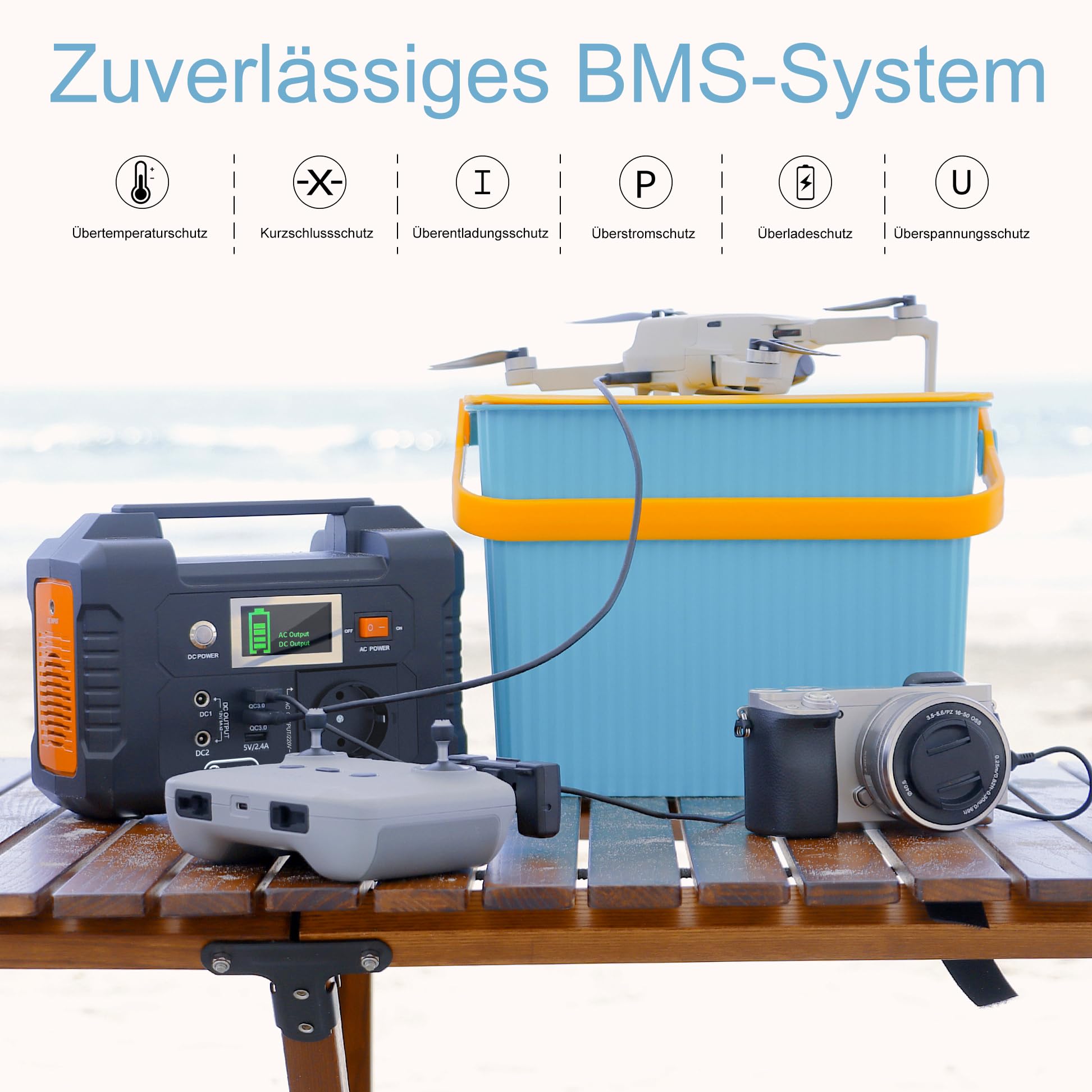 FlashFish Powerstation 100W Solarpanel 151Wh 200W Solargenerator AC 230V Notstromaggregat Akku LCD Anzeige Camping Solaranlage