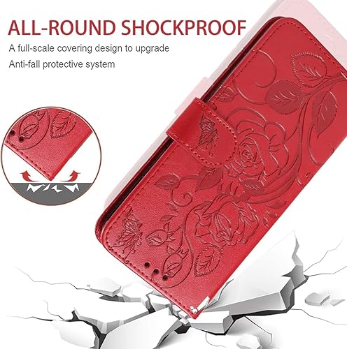 Miniatura 7 de Funda para iPhone XR con protector de pantalla de vidrio templado, funda de cuero con diseño de flor para tarjeta de crédito con soporte para iPhone
