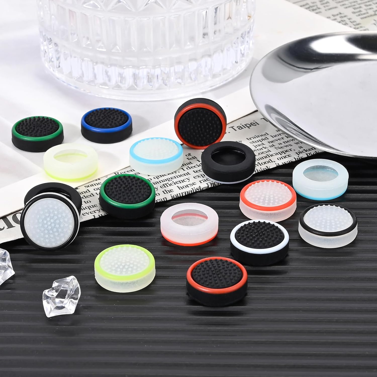 DLseego Thumb Grips for PlayStation Portal, Non-Slip Silicone Caps, Black / White