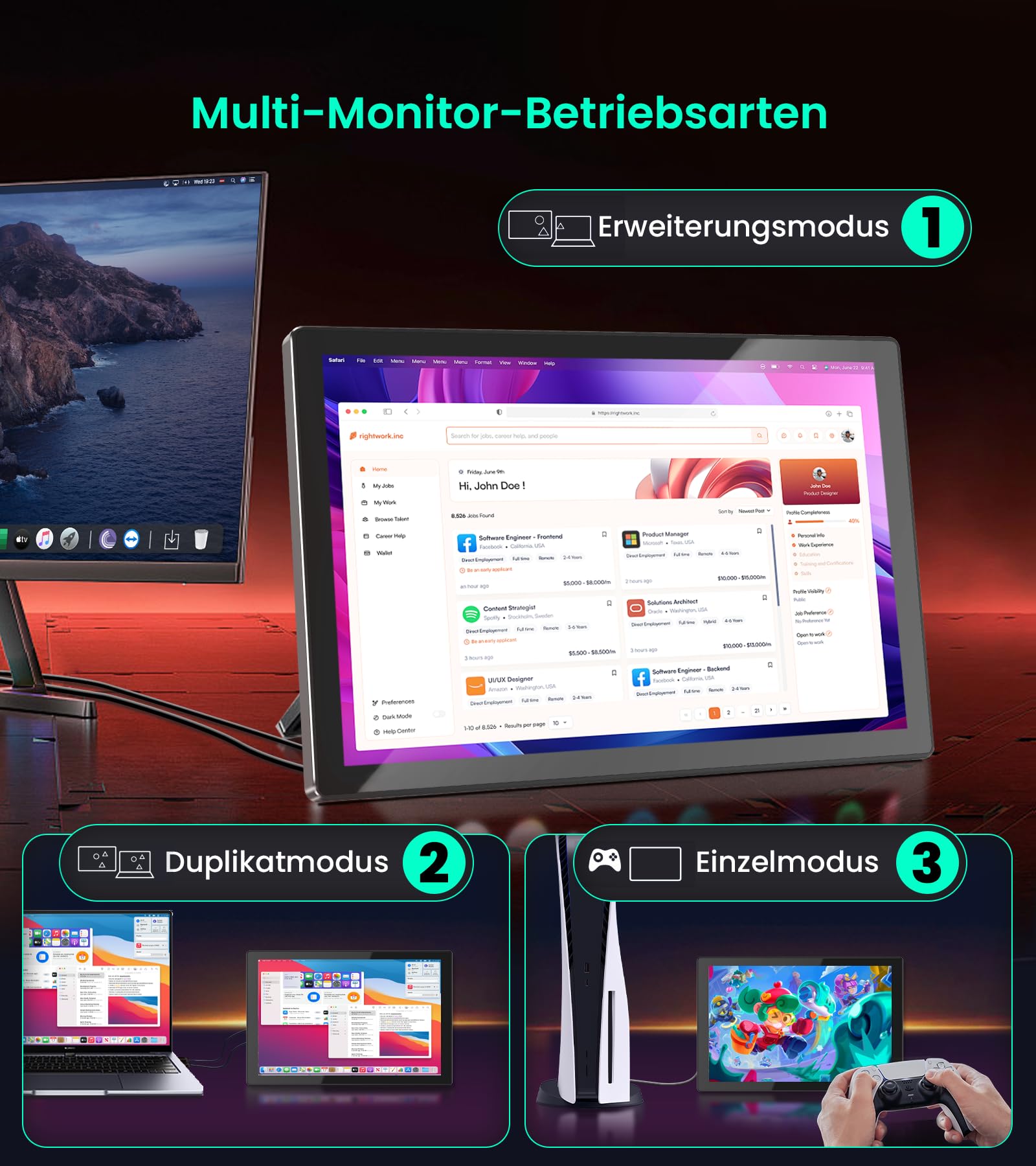 10.1 Zoll Tragbarer Touchscreen Monitor für Raspberry Pi, FHD Display mit Gehäuse, Lautsprecher, HDMI-Eingang, kompatibel mit Raspberry Pi 5/4B/3B+/3B/B+ Jetson Nano Win11/10/8/7/PC