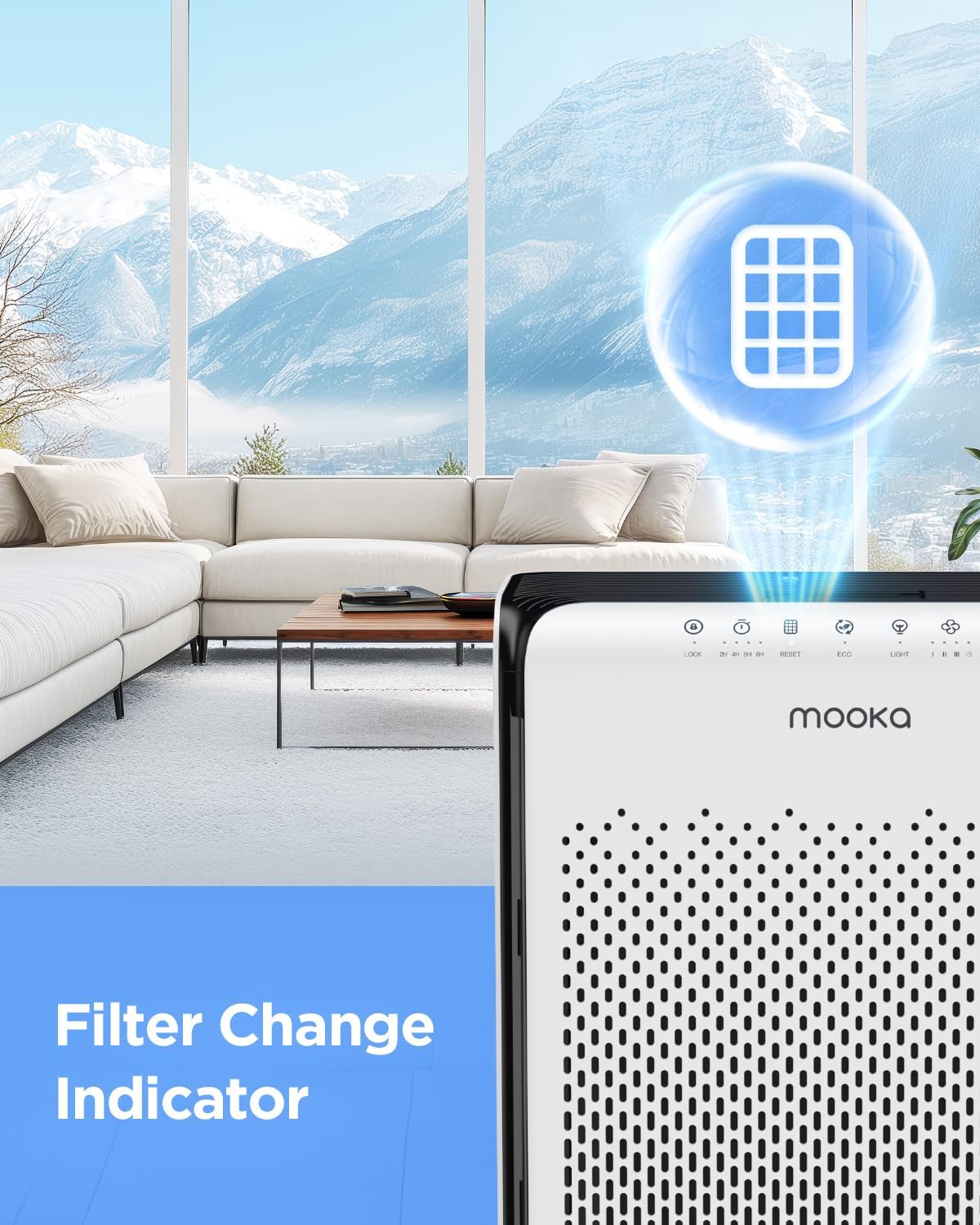 MOOKA 2 Pack M200L Air Purifier Replacement Filters, Official HEPA Filter for Pet Hair Dander Odor Smoke Pollen Dust, Activated Carbon Air Filter for Home Bedroom Office Living Room